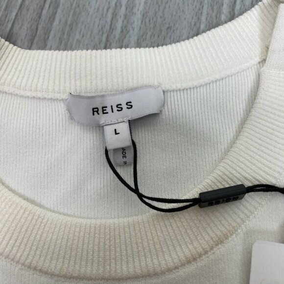 Reiss Charlotte Flippy Knitted Ruffle Hem Fit & Flare Mini Sweater Dress White L - Picture 7 of 15